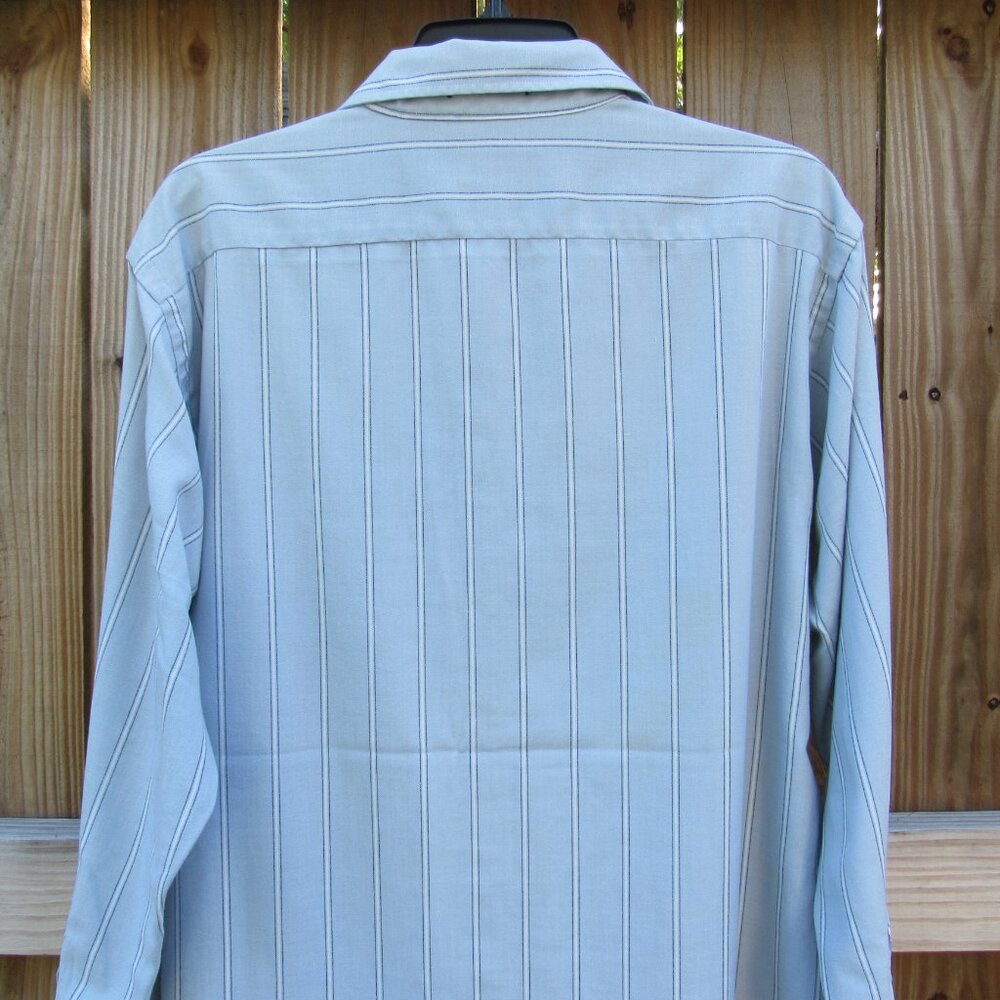 Christian Dior Men Button-up Dress shirt 16/32-33 Bluish Gray w/ White stripes - Picture 9 of 16